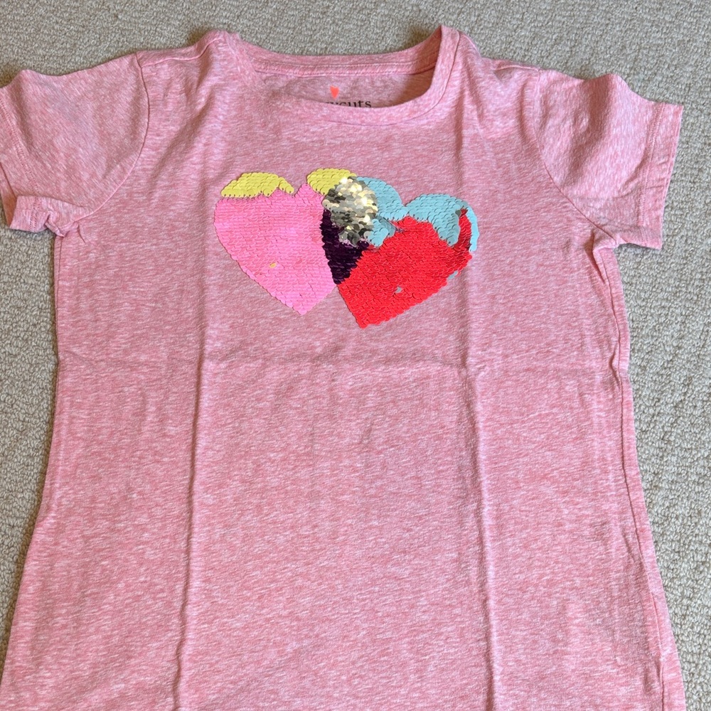 Crewcuts Pink Reversible Sequin Heart Tee